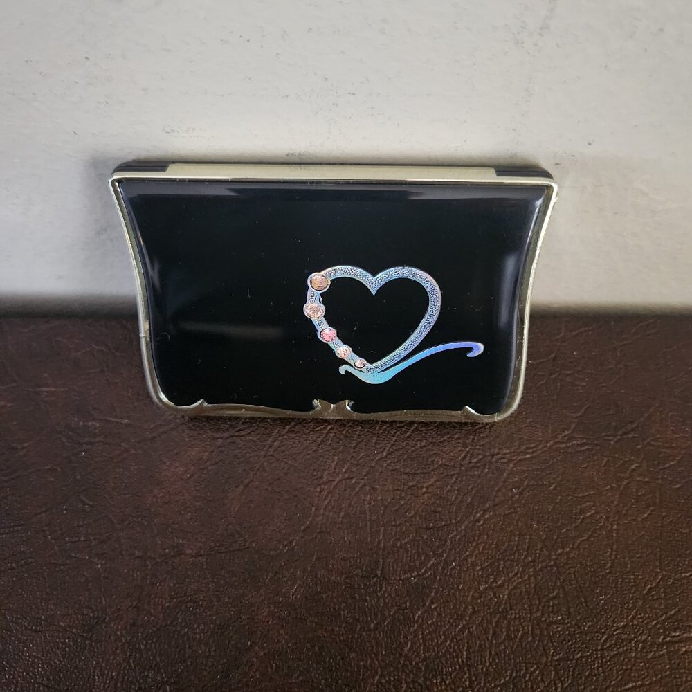 Black Compact Make up Mirror (Heart Design)